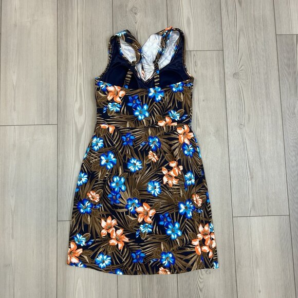 Lands' End 6L 6 Long Tummy Control Surplice Faux-Wrap One-Piece Swim Dress - Picture 6 of 10